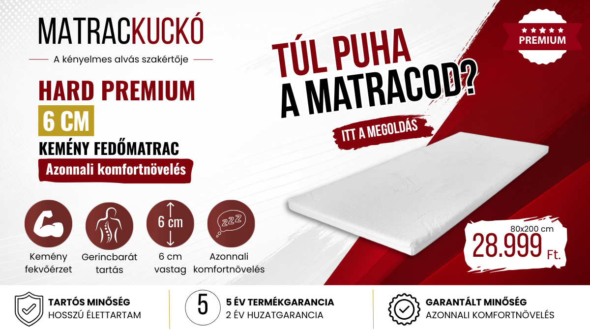 Hard Premium 6 cm kemény fedőmatrac