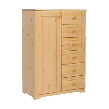 Matrackuckónál - PETRA 1 ajtós, 6 fiókos fenyő komód 110x74x40cm lakkozott