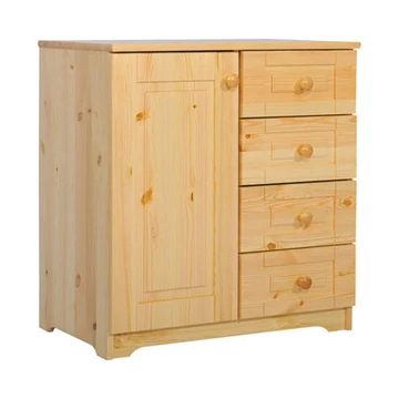 Matrackuckónál - RÉKA 1 ajtós, 4 fiókos fenyő komód 77x74x40cm lakkozott