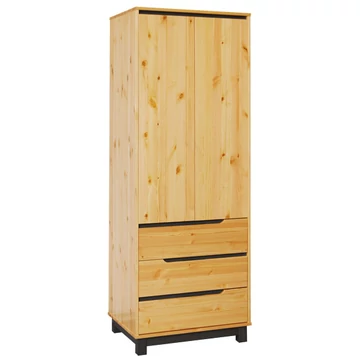 Matrackuckónál - LEXA 3 fiókos, polcos fenyő szekrény 195x74x55cm wenge pác díszítéssel