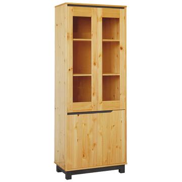 Matrackuckónál - LEXA 2 ajtós, üveges fenyő szekrény 195x74x40cm wenge pác díszítéssel