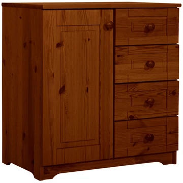Matrackuckónál - RÉKA 1 ajtós, 4 fiókos fenyő komód 77x74x40cm antik páccal