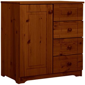 Matrackuckónál - RÉKA 1 ajtós, 4 fiókos fenyő komód 77x74x40cm antik páccal
