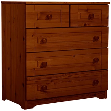 Matrackuckónál - RÉKA 5 fiókos, fenyő komód 77x74x40cm antik páccal