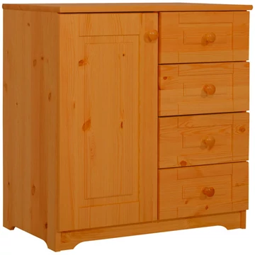 Matrackuckónál - RÉKA 1 ajtós, 4 fiókos fenyő komód 77x74x40cm cseresznye páccal