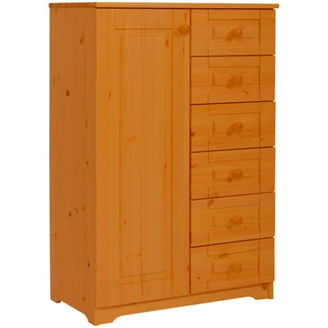Matrackuckónál - PETRA 1 ajtós, 6 fiókos fenyő komód 110x74x40cm cseresznye páccal