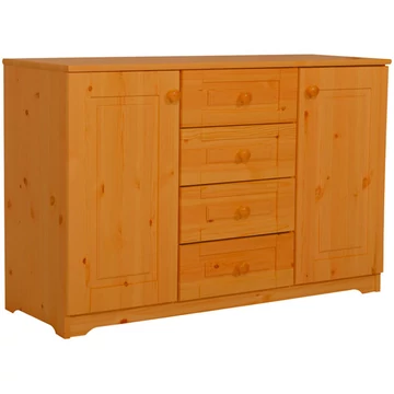 Matrackuckónál - RÉKA 2 ajtós, 4 fiókos fenyő komód 77x116x40cm cseresznye páccal