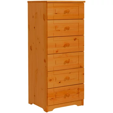 Matrackuckónál - PETRA 6 fiókos, keskeny fenyő komód 110x46x40cm cseresznye páccal