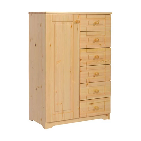 Matrackuckónál - PETRA 1 ajtós, 6 fiókos fenyő komód 110x74x40cm lakkozott