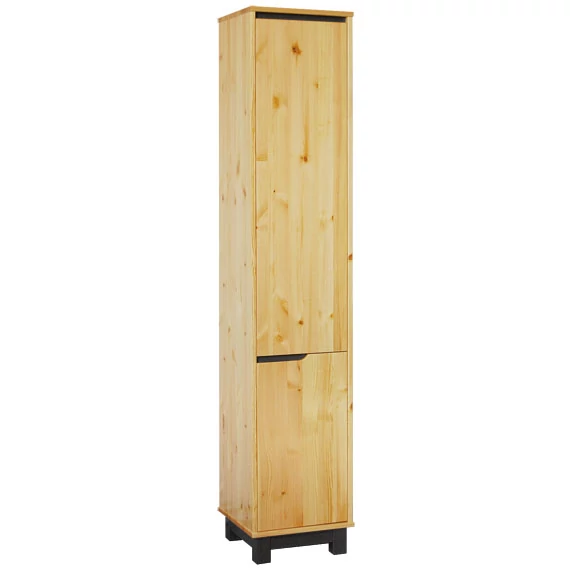 Matrackuckónál - LEXA 1+1 ajtós polcos, keskeny fenyő jobbos szekrény, 195x39x40cm wenge pác díszítéssel