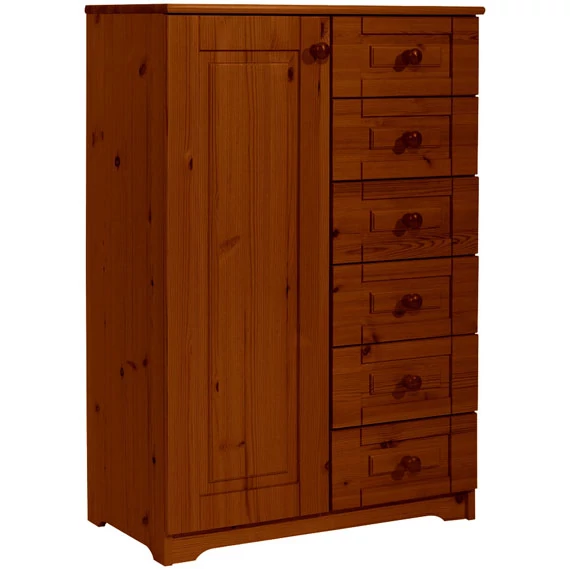 Matrackuckónál - PETRA 1 ajtós, 6 fiókos fenyő komód 110x74x40cm antik páccal