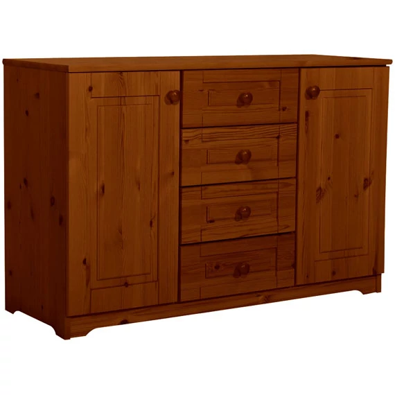 Matrackuckónál - RÉKA 2 ajtós, 4 fiókos fenyő komód 77x116x40cm antik páccal