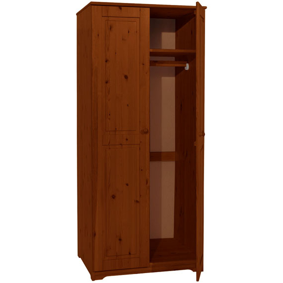 Matrackuckónál - BALÁZS 2 ajtós, akasztós fenyő szekrény 186x81x60cm antik páccal