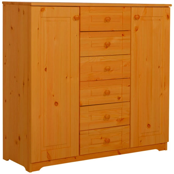 Matrackuckónál - PETRA 2 ajtós, 6 fiókos fenyő komód 110x116x40cm cseresznye páccal