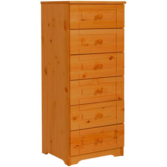 Matrackuckónál - PETRA 6 fiókos, keskeny fenyő komód 110x46x40cm cseresznye páccal