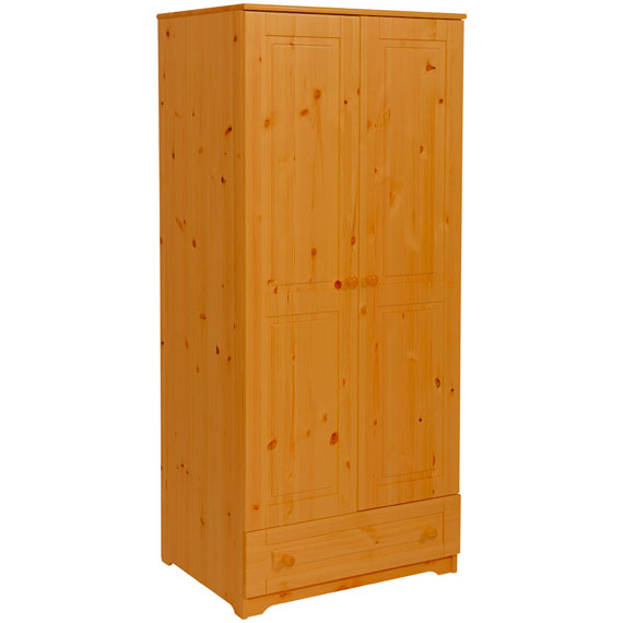 Matrackuckónál - BALÁZS 2 ajtós, akasztós, 1 fiókos fenyő szekrény 186x81x60cm cseresznye páccal